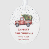 Baby's Eerste Kerstmis met Geboortestatistieken Fo Ornament (voorkant)