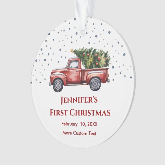 Baby's Eerste Kerstmis met Geboortestatistieken Fo Ornament (voorkant)