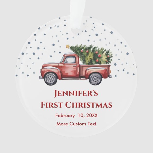 Baby's Eerste Kerstmis met Geboortestatistieken Fo Ornament (voorkant)