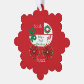 Baby's Eerste Kerstmis met naam en datum Ornament Kaart (Links)