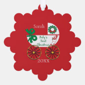 Baby's Eerste Kerstmis met naam en datum Ornament Kaart (Achterkant)