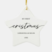 Baby's eerste Kerstmis minimaal Elegant Modern Keramisch Ornament (Achterkant)