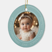 Baby's eerste kerstmis Mint Modern 2 foto pasgebor Keramisch Ornament (Links)