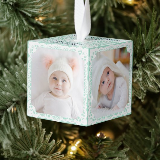 Baby's Eerste Kerstmis | Mintgroene multi foto Decoratie (Boom)