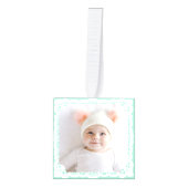 Baby's Eerste Kerstmis | Mintgroene multi foto Decoratie (Voorkant)