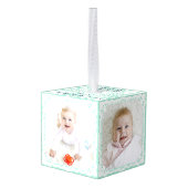 Baby's Eerste Kerstmis | Mintgroene multi foto Decoratie (Achter hoekig)