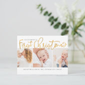 Baby's eerste Kerstmis Moderne Eenvoudige Foto Feestdagenkaart (Staand voorkant)