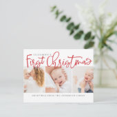 Baby's eerste Kerstmis Moderne Eenvoudige Foto Feestdagenkaart (Staand voorkant)