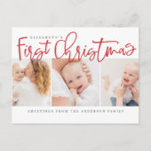 Baby's eerste Kerstmis Moderne Eenvoudige Foto Feestdagenkaart (Voorkant)