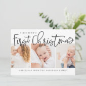 Baby's eerste Kerstmis Moderne Eenvoudige Foto Feestdagenkaart (Staand voorkant)