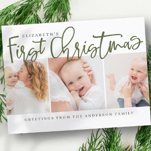 Baby's eerste Kerstmis Moderne Eenvoudige Foto Feestdagenkaart
