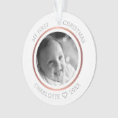 Baby's eerste kerstmis moderne elegante foto ornament (voorkant)