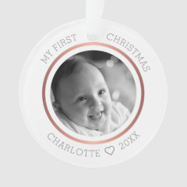 Baby's eerste kerstmis moderne elegante foto ornament