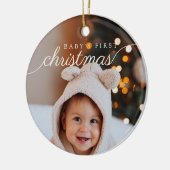 Baby's eerste kerstmis moderne foto keramisch ornament (Links)