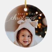 Baby's eerste kerstmis moderne foto keramisch ornament (Achterkant)
