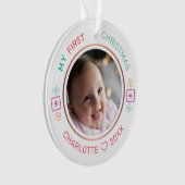 Baby's eerste kerstmis moderne foto ornament (voorkant)