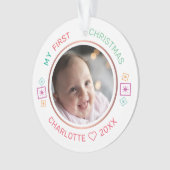 Baby's eerste kerstmis moderne foto ornament (voorkant)