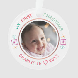 Baby's eerste kerstmis moderne foto ornament
