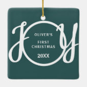 Baby's Eerste Kerstmis Naam Aandenken Keramisch Ornament (Achterkant)