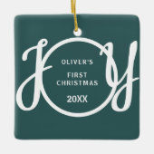 Baby's Eerste Kerstmis Naam Aandenken Keramisch Ornament (Voorkant)