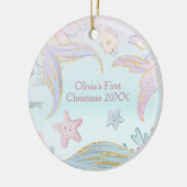 Baby's Eerste Kerstmis Onder het Zee Zeemeermin Fo Keramisch Ornament (Links)