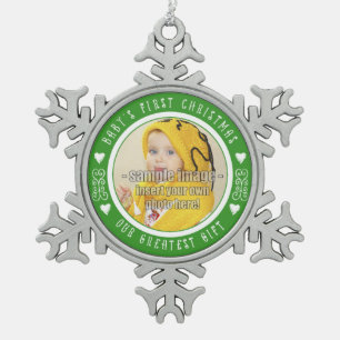 Baby's Eerste Kerstmis - Ons grootste geschenk GRO Tin Sneeuwvlok Ornament