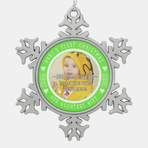 Baby's Eerste Kerstmis - Ons grootste geschenk GRO Tin Sneeuwvlok Ornament