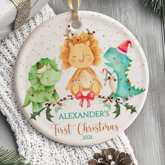 Baby's Eerste Kerstmis Ornament Dinosaurus