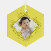 Baby's Eerste Kerstmis Ornament - Geel (Achterkant)