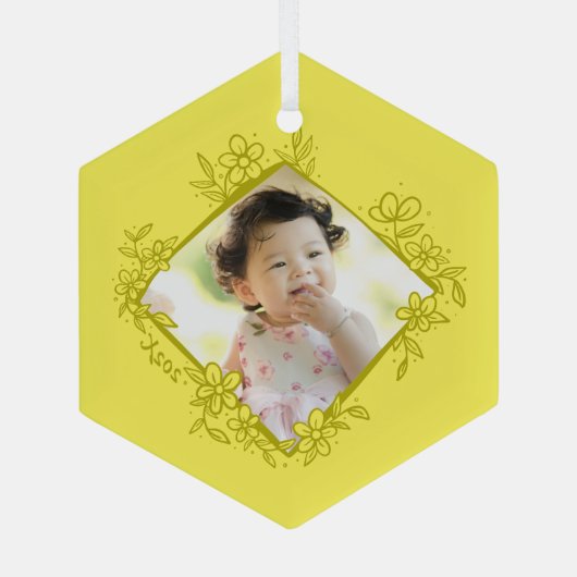 Baby's Eerste Kerstmis Ornament - Geel (Achterkant)