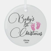 Baby's Eerste Kerstmis Ornament, op maat gemaakt Glas Ornament (Voorkant)