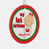 Baby's Eerste Kerstmis Ornament Stokfiguur Meisje (Rechts)
