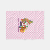 Baby's Eerste Kerstmis Personaliseer Naam Roze Fleece Deken (Voorkant (Horizontaal))