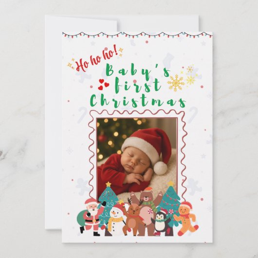 Baby's Eerste Kerstmis Persoonlijk Kaart (Voorkant)