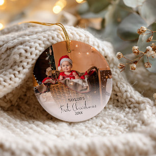 Baby's Eerste Kerstmis Persoonlijke Foto Keramisch Ornament