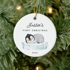 Baby's Eerste Kerstmis Pinguïn Keramische Kerstbal Keramisch Ornament