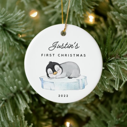 Baby's Eerste Kerstmis Pinguïn Keramische Kerstbal Keramisch Ornament (Boom)