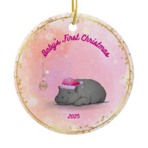 Baby's eerste kerstmis - Porseleinen nijlpaard orn