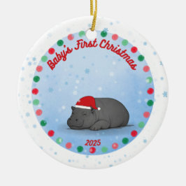 Baby's eerste kerstmis - Porseleinen nijlpaard orn Keramisch Ornament