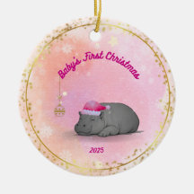 Baby's eerste kerstmis - Porseleinen nijlpaard orn