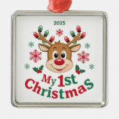Baby's Eerste Kerstmis Rendier Ornament (Voorkant)