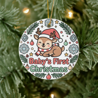 Baby's Eerste Kerstmis Rendier Ornament