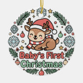 Baby's Eerste Kerstmis Rendier Ornament (Voorkant)