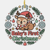 Baby's Eerste Kerstmis Rendier Ornament (Achterkant)