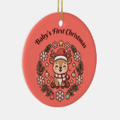 Baby's Eerste Kerstmis Rendier Ornament (Rechts)