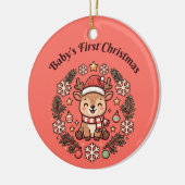 Baby's Eerste Kerstmis Rendier Ornament (Links)