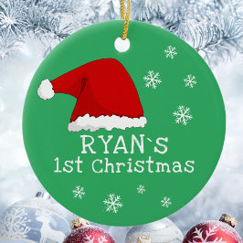 Baby's Eerste Kerstmis Rode Kerstman Hoed Sneeuwvl Keramisch Ornament