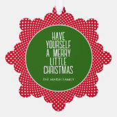 Baby's Eerste Kerstmis - Rode stippen Ornament Kaart (Achterkant)