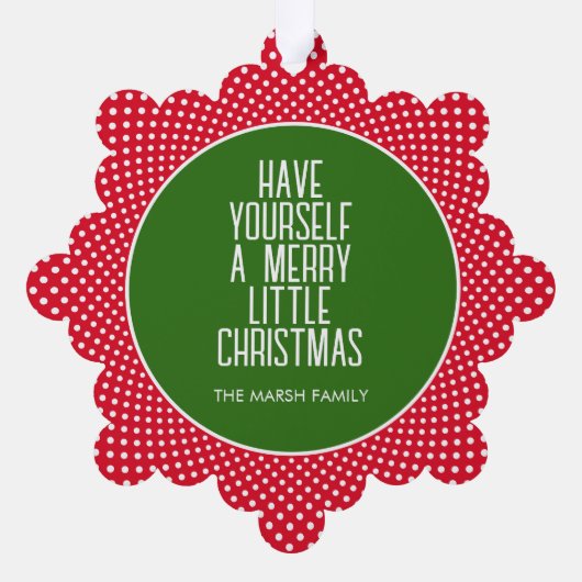 Baby's Eerste Kerstmis - Rode stippen Ornament Kaart (Achterkant)