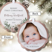 Baby's Eerste Kerstmis Rose Goud Foto Aandenken